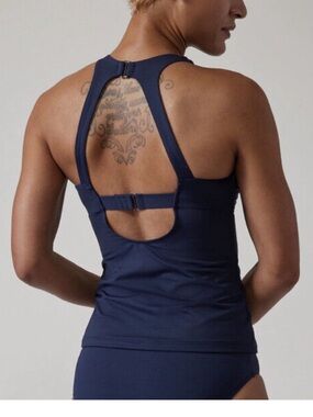 Athleta Maldives high neck underwire navy swim tank